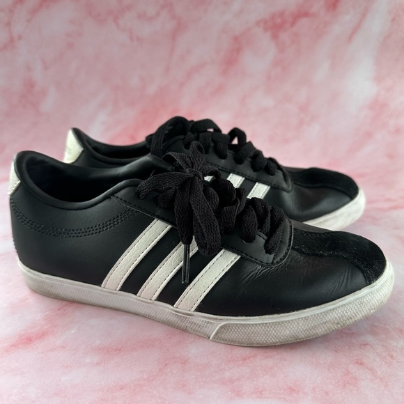 ADIDAS Women's Courtset B74560 White Black Lace-Up Sneaker Shoes Size 5 - Picture 9 of 15